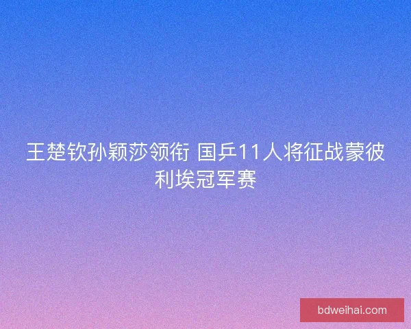 王楚钦孙颖莎领衔 国乒11人将征战蒙彼利埃冠军赛