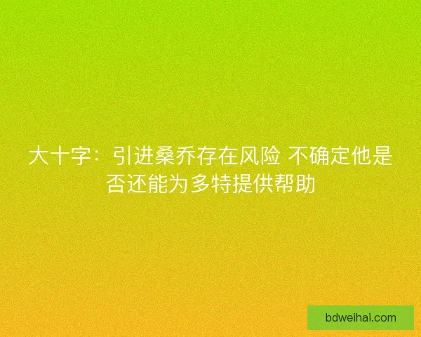 大十字：引进桑乔存在风险 不确定他是否还能为多特提供帮助