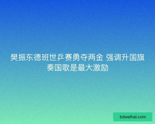 樊振东德班世乒赛勇夺两金 强调升国旗奏国歌是最大激励